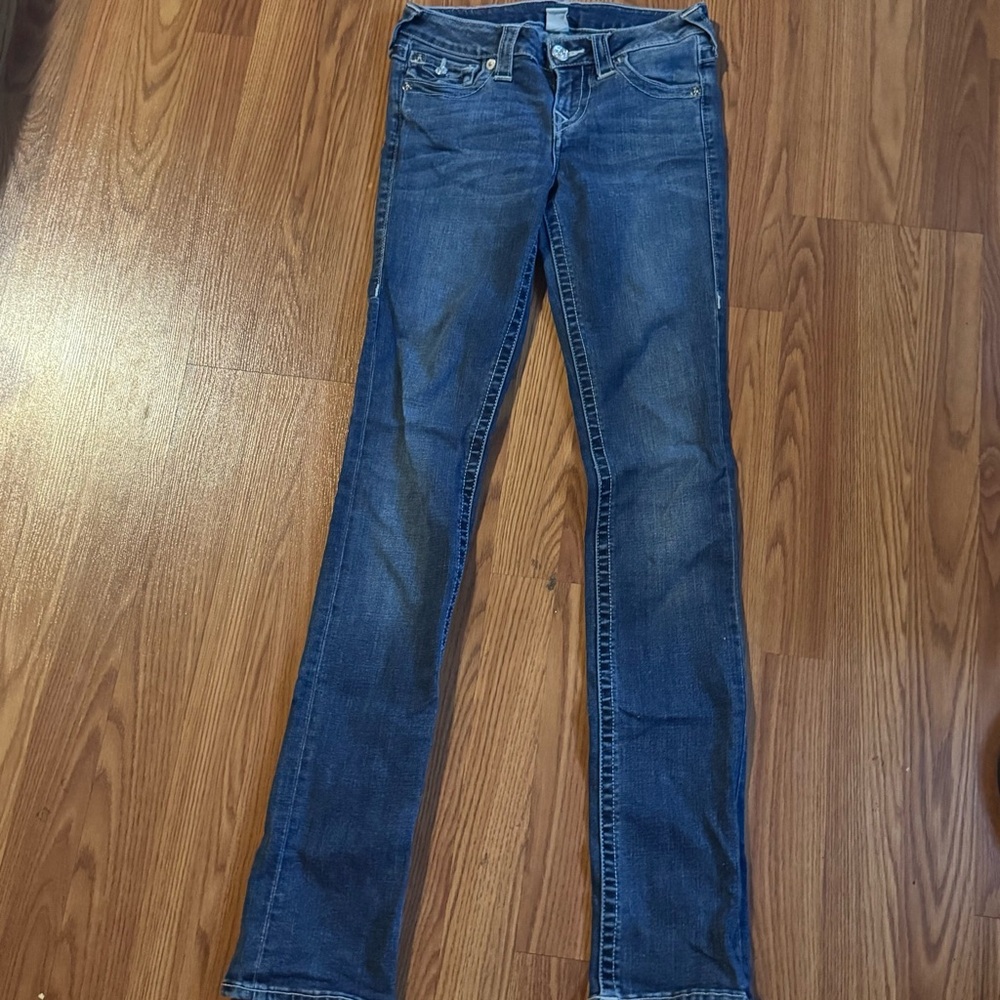 True Religion Indigo Skinny‎ Jeans Size 25 Classic Vintage Embroidered Pockets